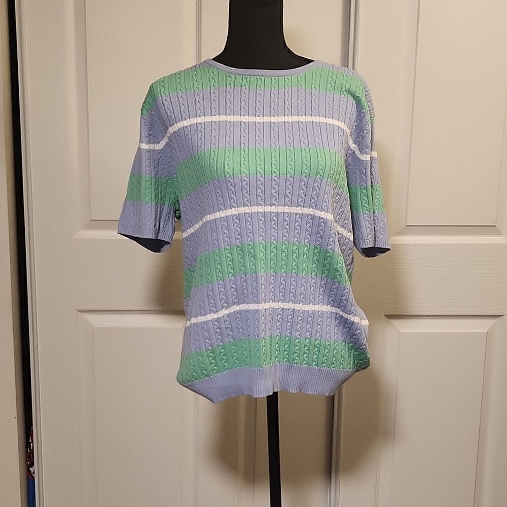 Short Sleeved crewneck ribbed sweater
